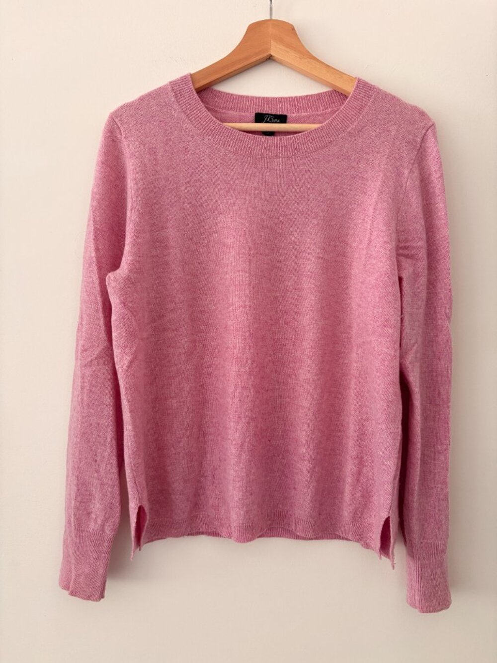 J Crew Cashmere classic-fit crewneck sweater, Pink, Large